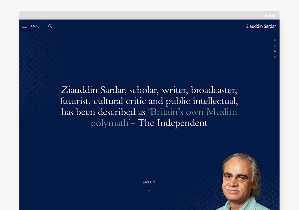 Zia website browser home