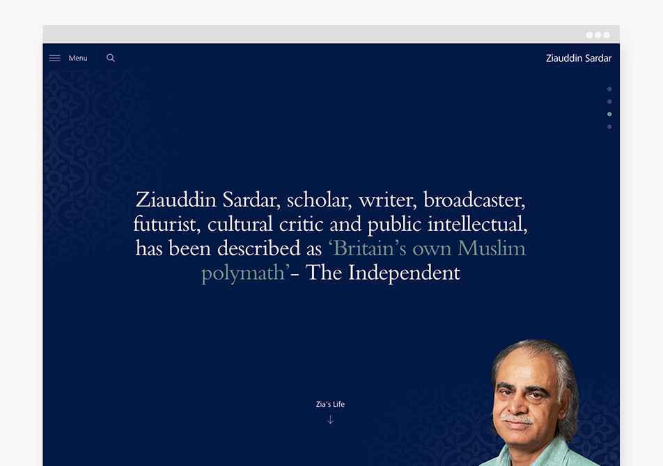 Zia website browser home