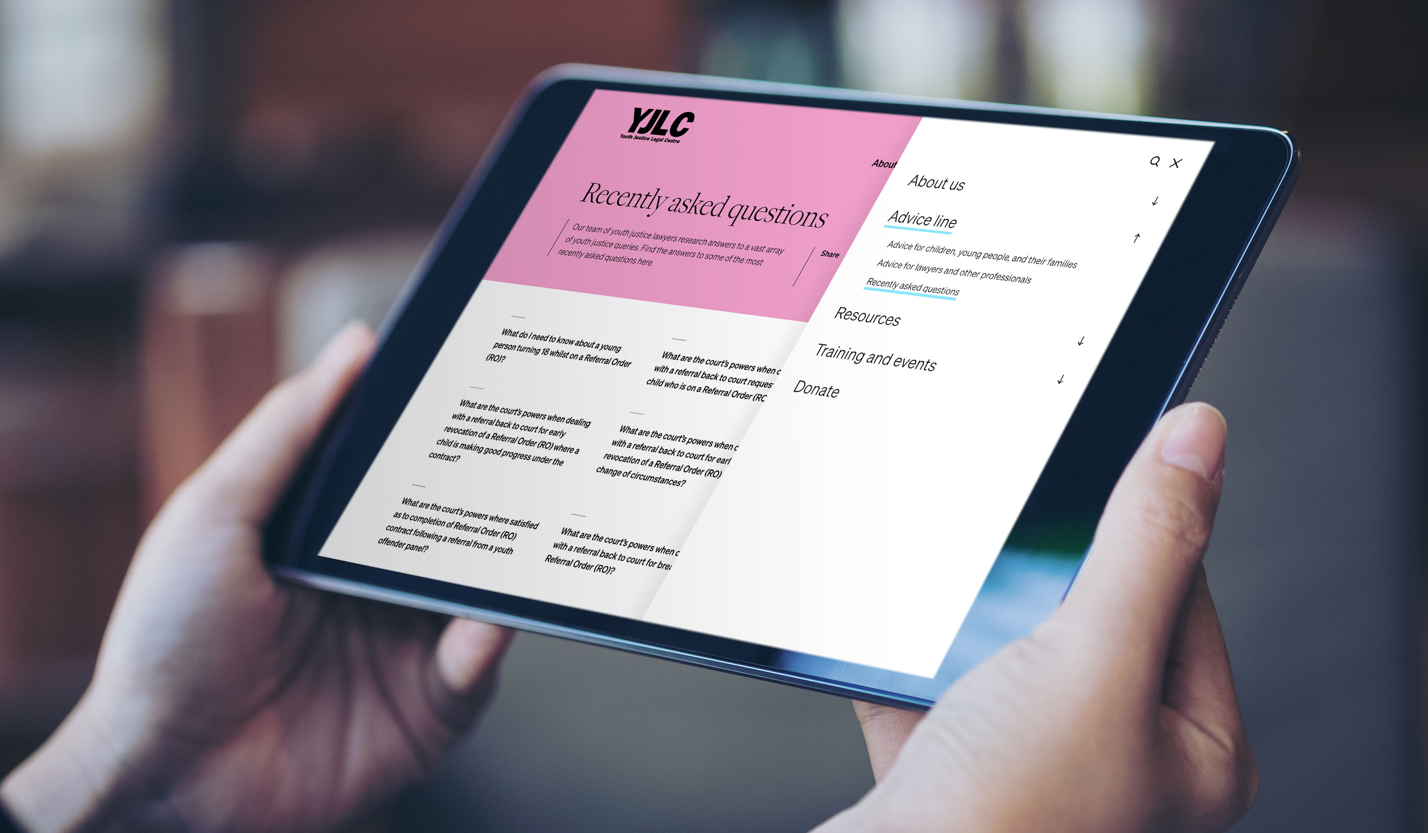 YJLC website - tablet mockup