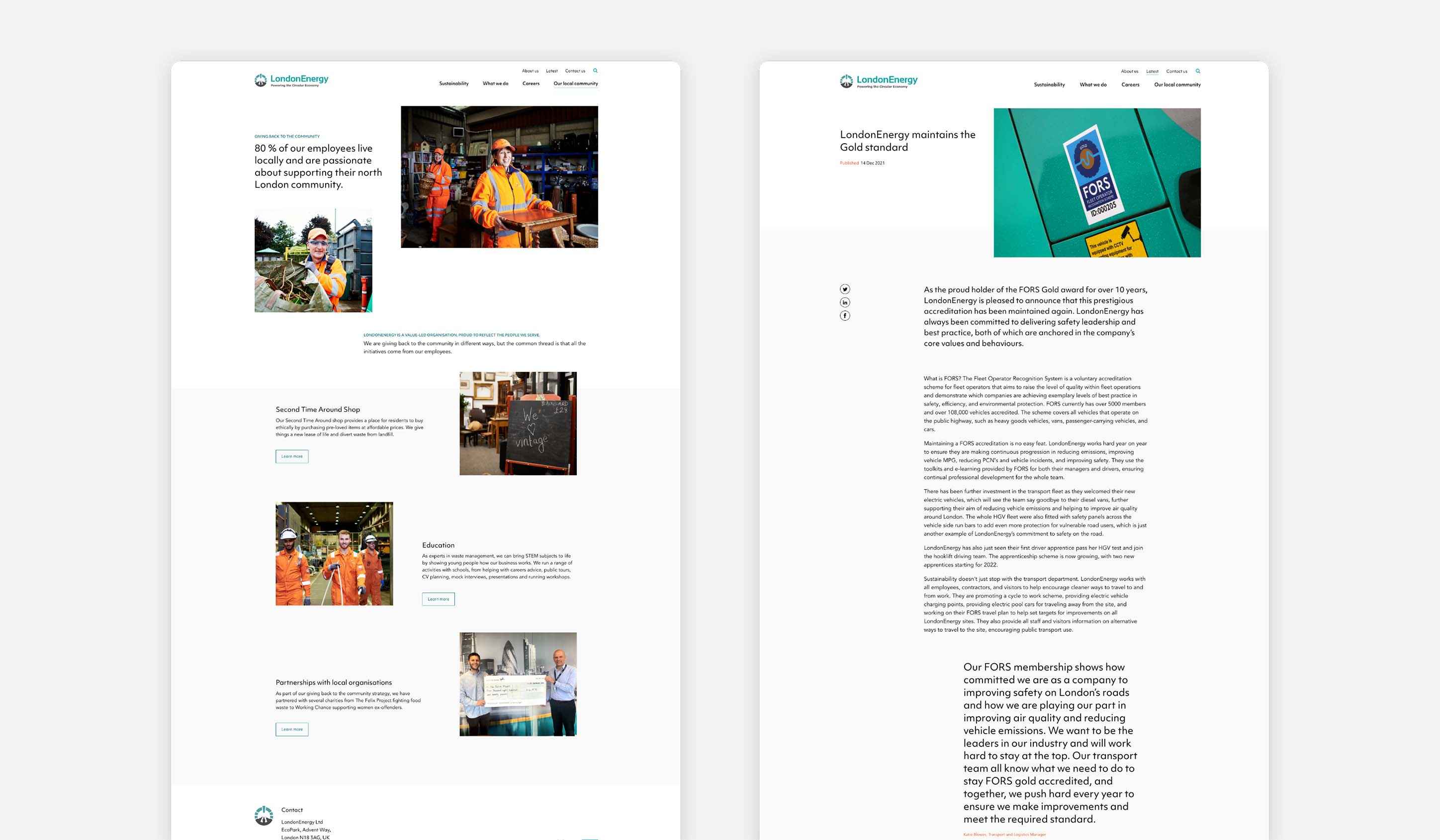London Energy flat page designs